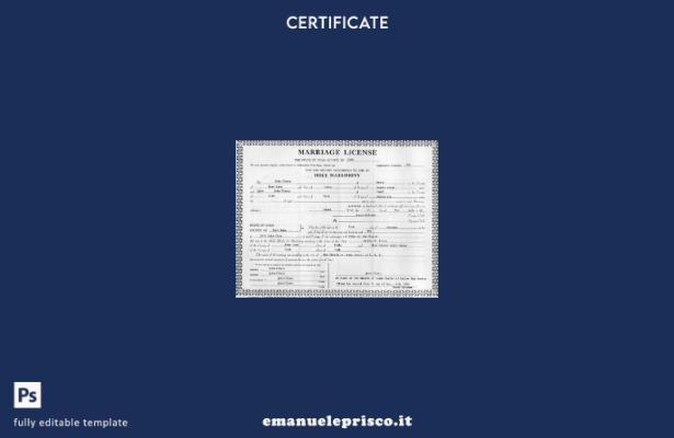 modello di certificato di matrimonio dell'Ufficio del registro dei matrimoni deg
